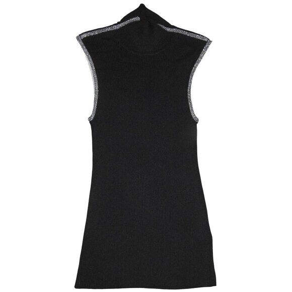 JED Womens Silk Sleeveless Turtleneck Pullover Long Sweater Black Size Large - Picture 1 of 5